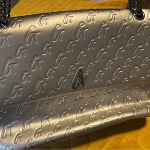 Glamaholics Large Monogram Flap Bag Metallic Silver